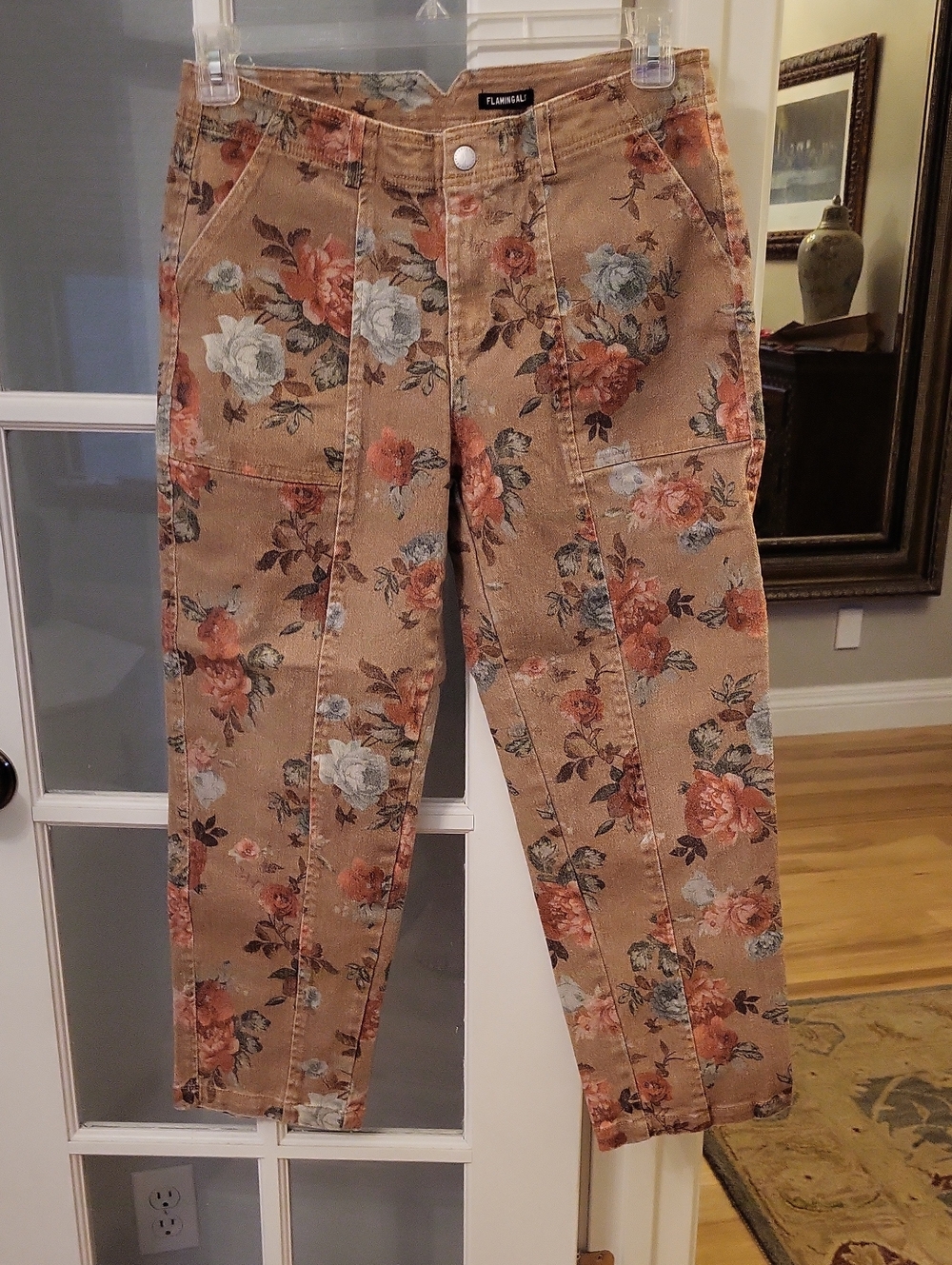 Floral Cotton/spandex Women’s Jeans - Tan Floral